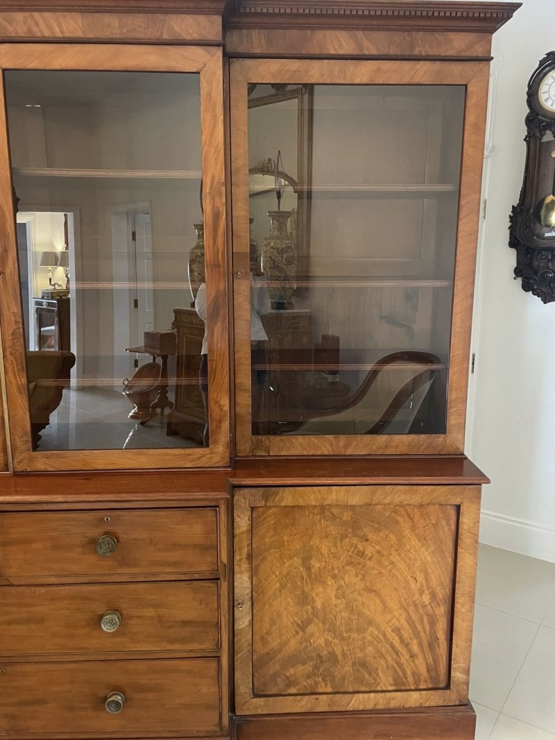 Large Antique George III Quality Mahogany Breakfront Bookcase 238 x 286 x 62 cm - Image 8
